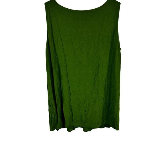 Premise Size XL Green Embroidered Trim Neckline Sleeveless Top - Picture 4 of 8